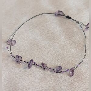 Purple Amethyst Glass Beaded Bracelet